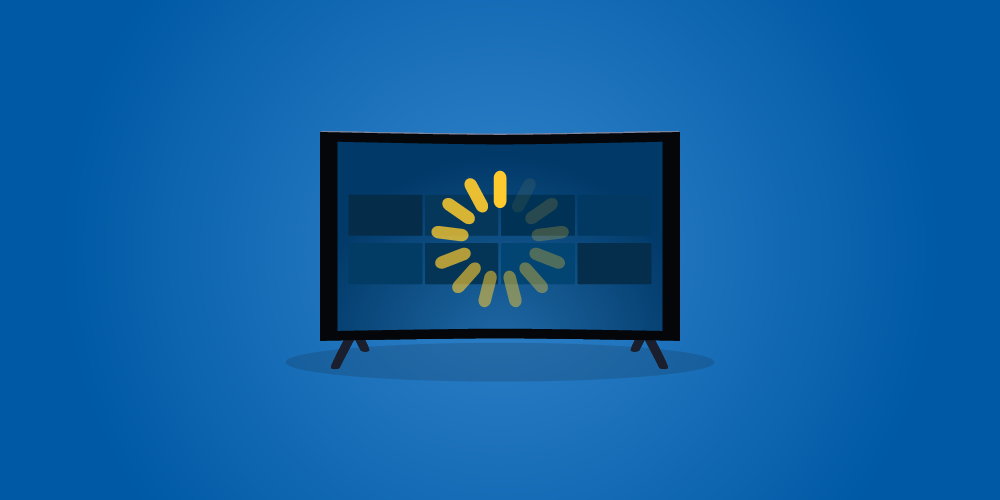 Illustration image showing a TV with buffering sign for IPTV.